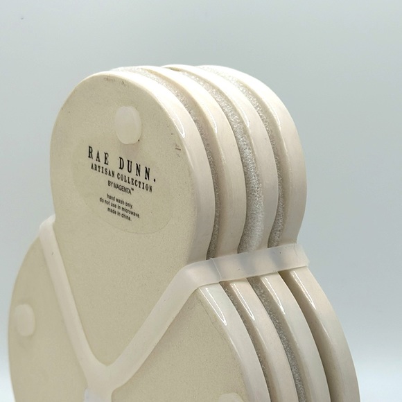 Rae Dunn Ceramic Snowman Coaster Set - Picture 2 of 3